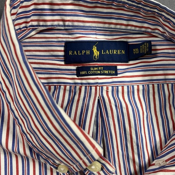 Ralph Lauren Slim Fit Long Sleeve Button Down Shirt Mens XXL Striped Preppy - Picture 2 of 6